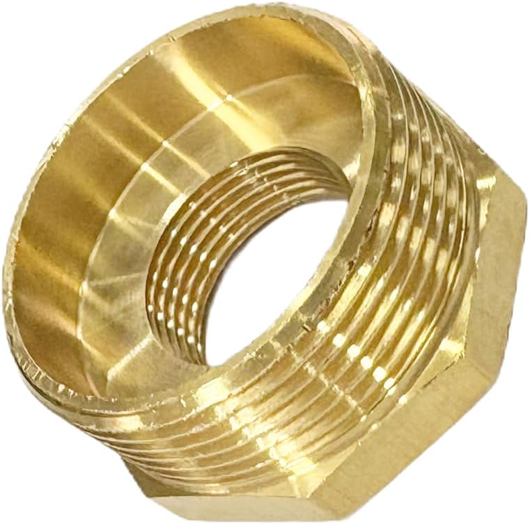 JENSWILL 1-1/2" NPT Male x 3/4" NPT Female Brass Reducer Hex Bushing Threaded Pipe Fitting Reducing Adapter Pack of 1 - Image 3